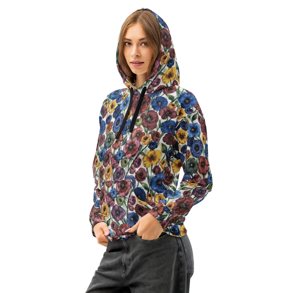 Midnight Poppy Rhapsody on Cotton Hoodie — Left Front