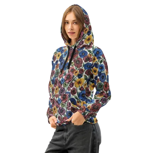 Midnight Poppy Rhapsody on a Cotton Hoodie