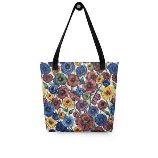 Midnight Poppy Rhapsody on a Tote Bag