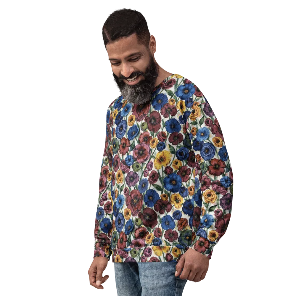 Midnight Poppy Rhapsody on Sweatshirt — Left Front