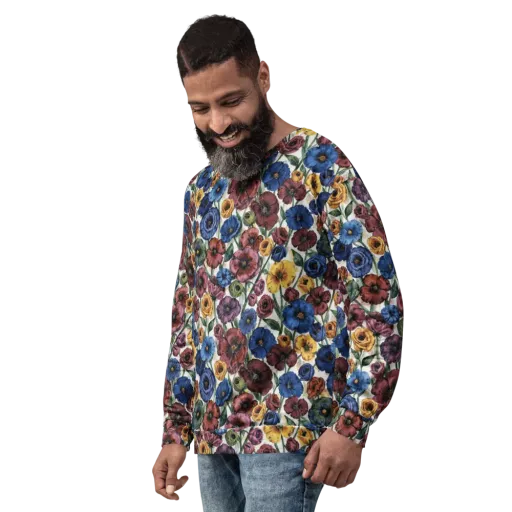 Midnight Poppy Rhapsody on a Sweatshirt