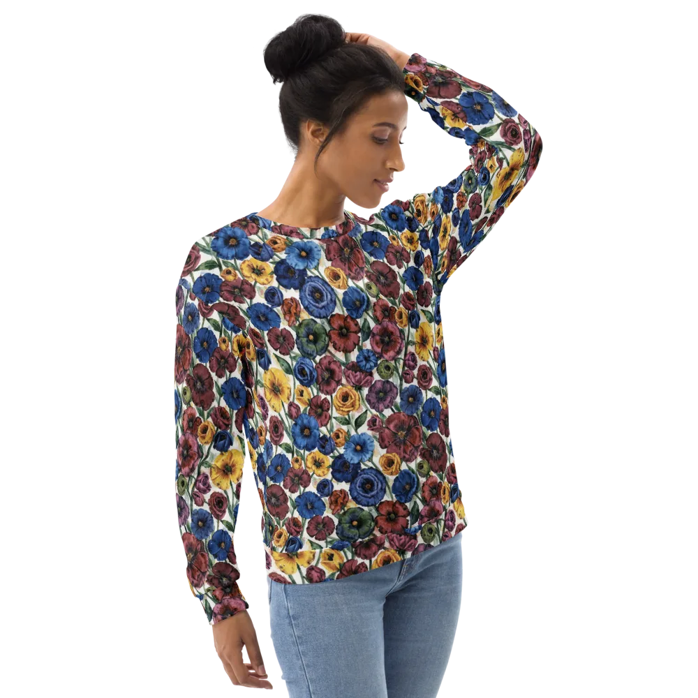 Midnight Poppy Rhapsody on Sweatshirt — Right Front