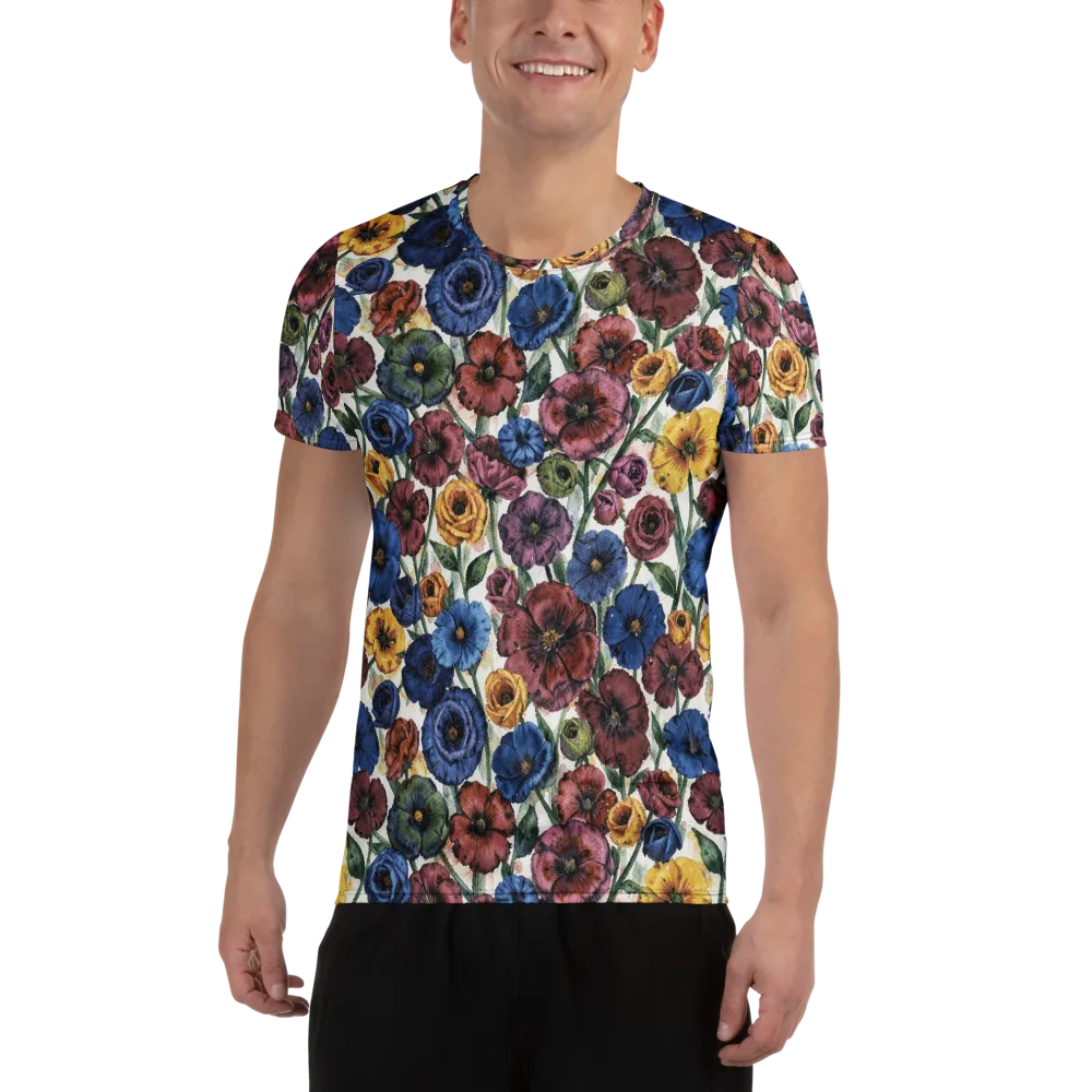 Midnight Poppy Rhapsody on Men's Athletic T-Shirt — Front
