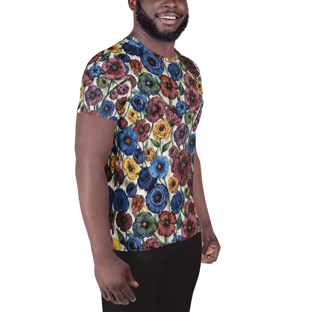 Midnight Poppy Rhapsody on Men's Athletic T-Shirt — Right