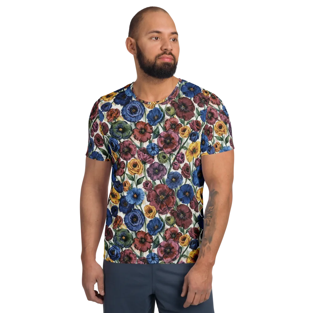Midnight Poppy Rhapsody on Men's Athletic T-Shirt — Front