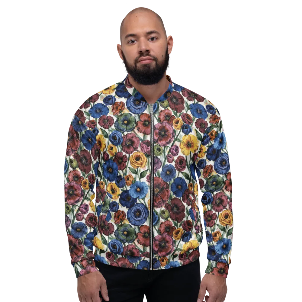 Midnight Poppy Rhapsody on Bomber Jacket — Front