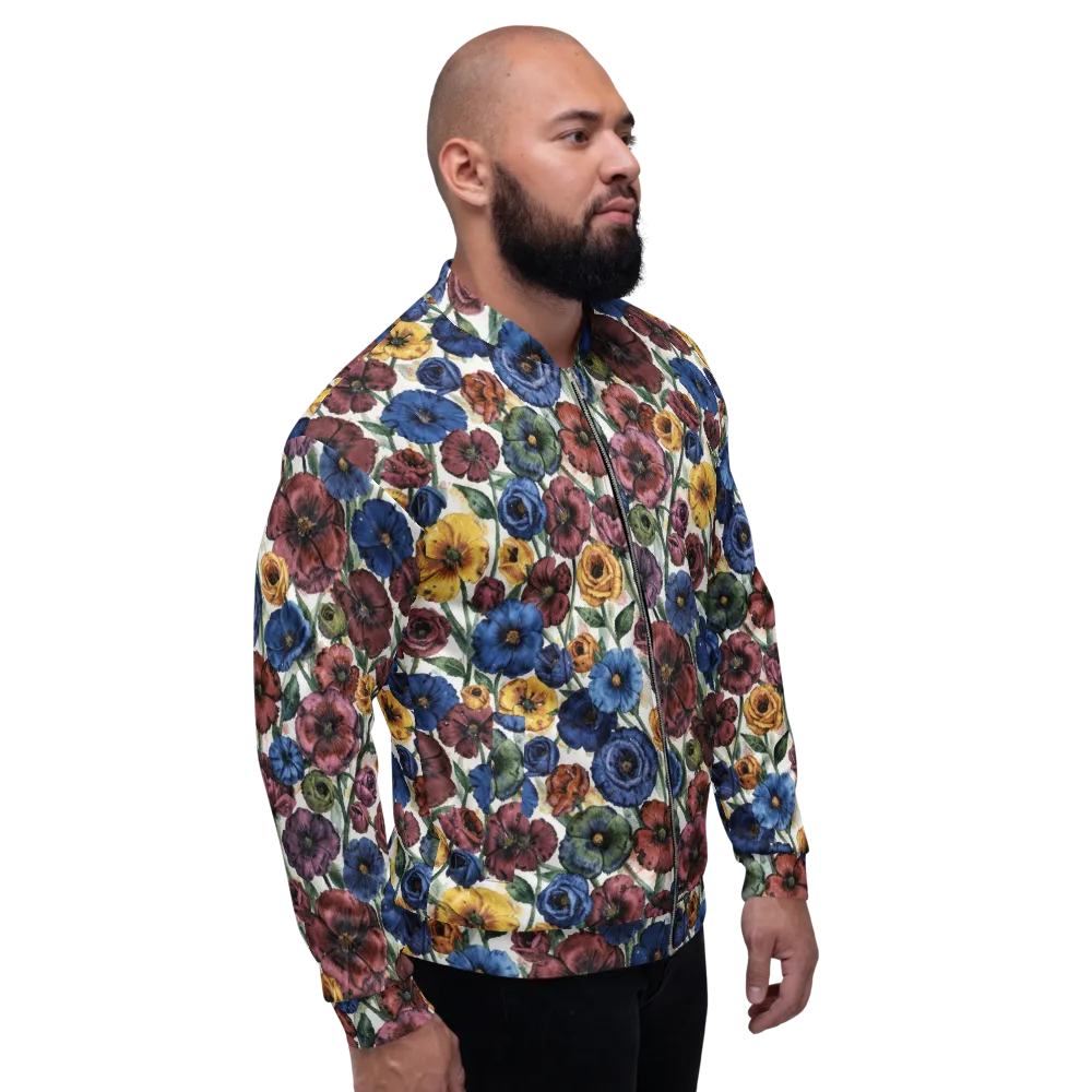 Midnight Poppy Rhapsody on Bomber Jacket — Right