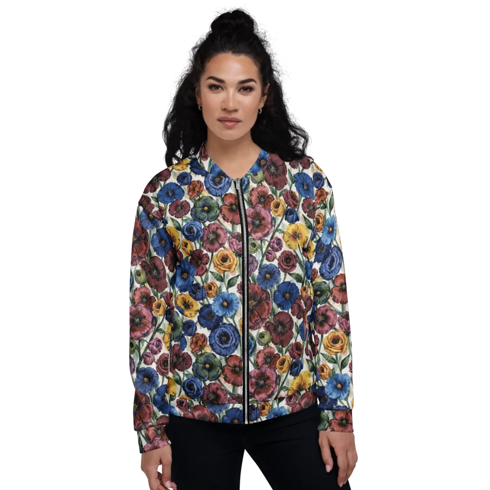 Midnight Poppy Rhapsody on Bomber Jacket — Front