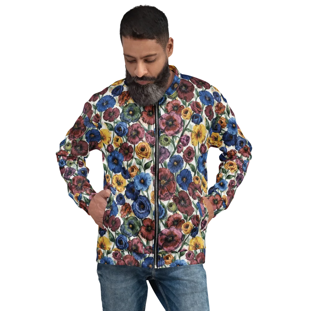 Midnight Poppy Rhapsody on Bomber Jacket — Front
