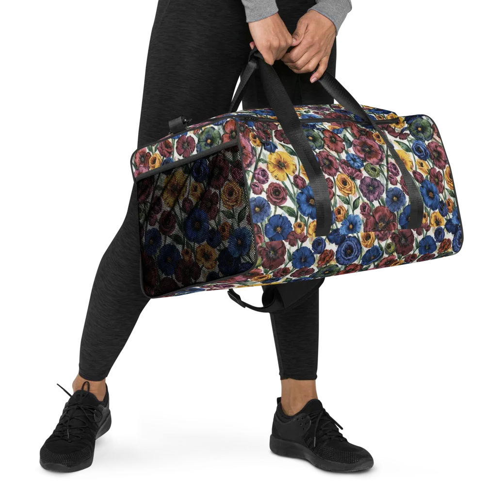 Midnight Poppy Rhapsody on Duffle Bag — Right Front