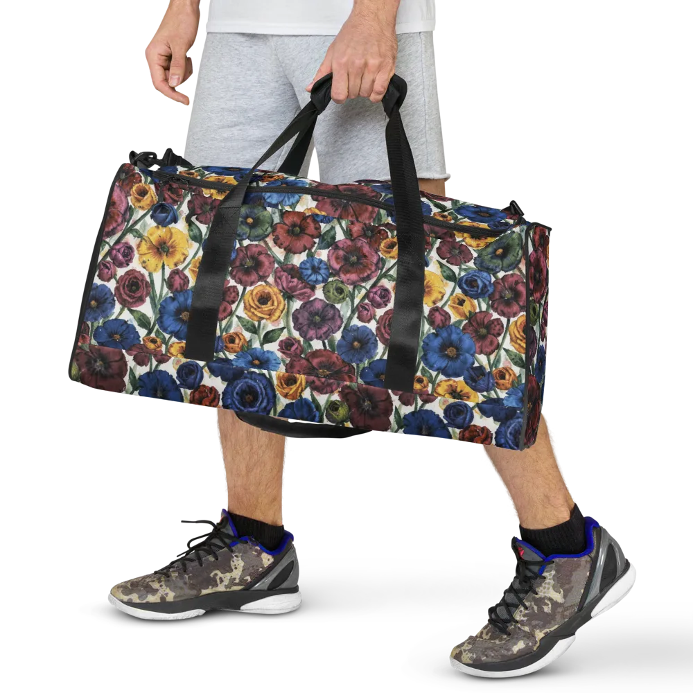Midnight Poppy Rhapsody on Duffle Bag — Front