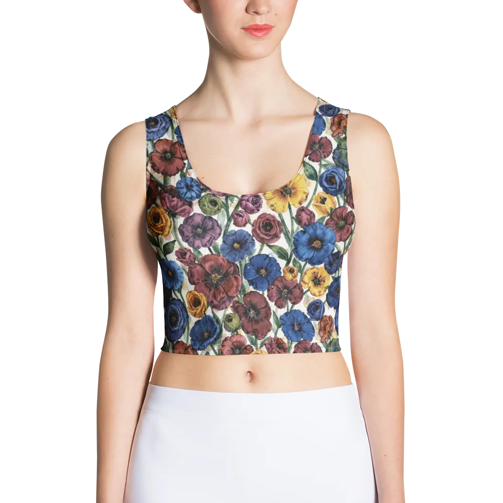 Midnight Poppy Rhapsody on Crop Top — Front