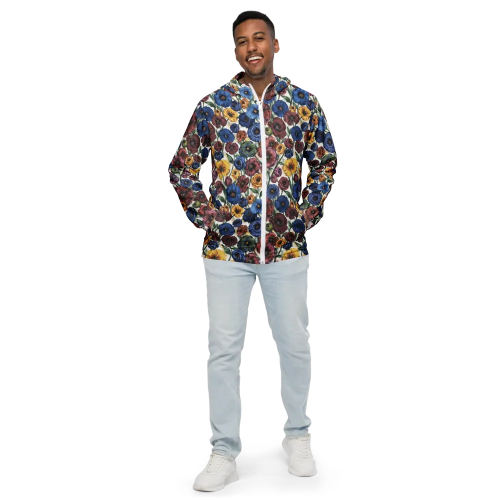 Midnight Poppy Rhapsody on Men's Windbreaker — Front