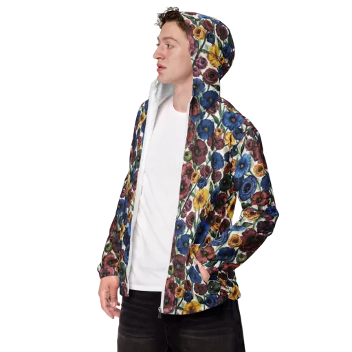 Midnight Poppy Rhapsody on a Men's Windbreaker