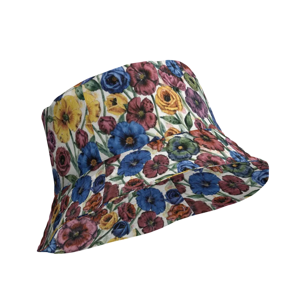 Midnight Poppy Rhapsody on Reversible Bucket Hat — Product details Outside