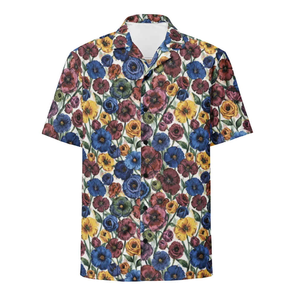 Midnight Poppy Rhapsody on Button Shirt — Front