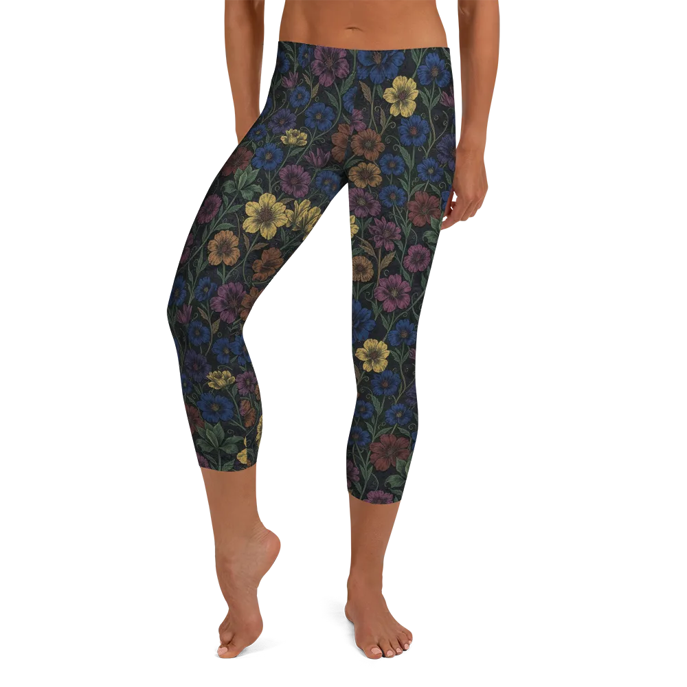 Nocturne Meadow on Capri Leggings — Front