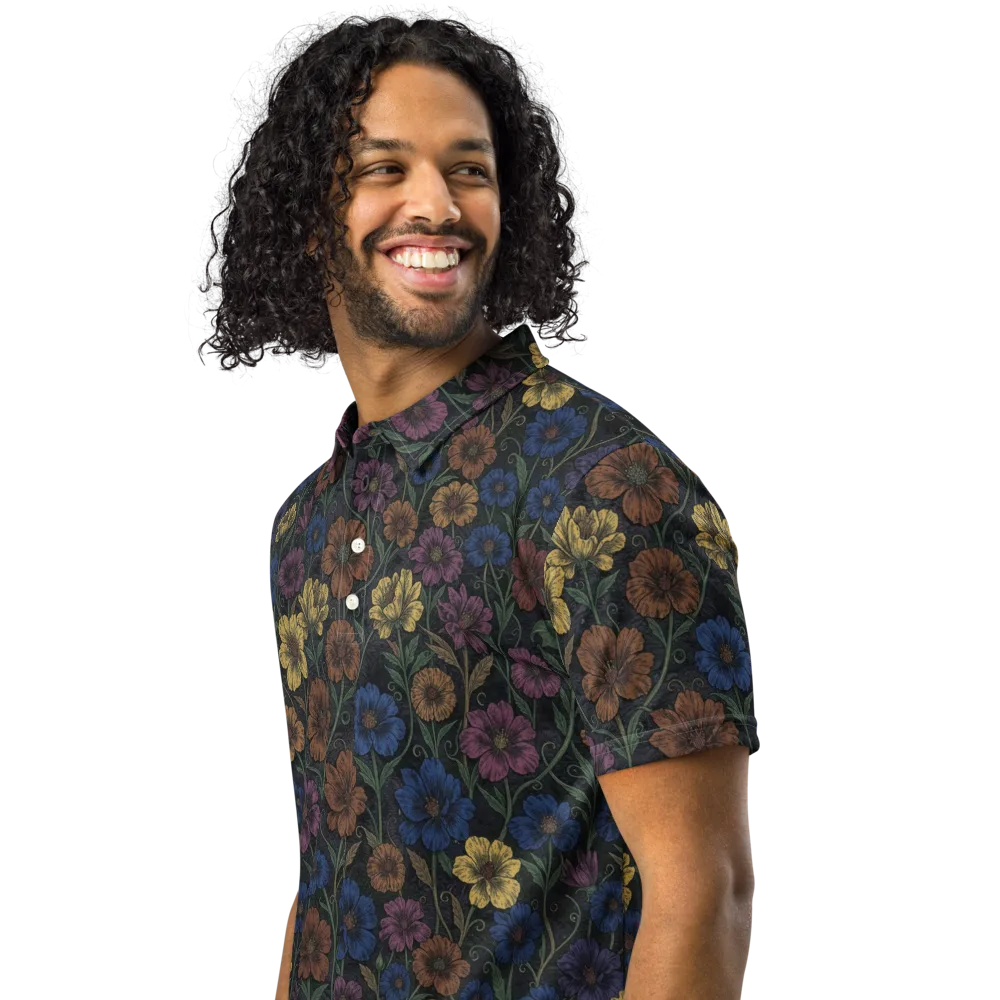Nocturne Meadow on Men's Slim Fit Polo Shirt — Left Front