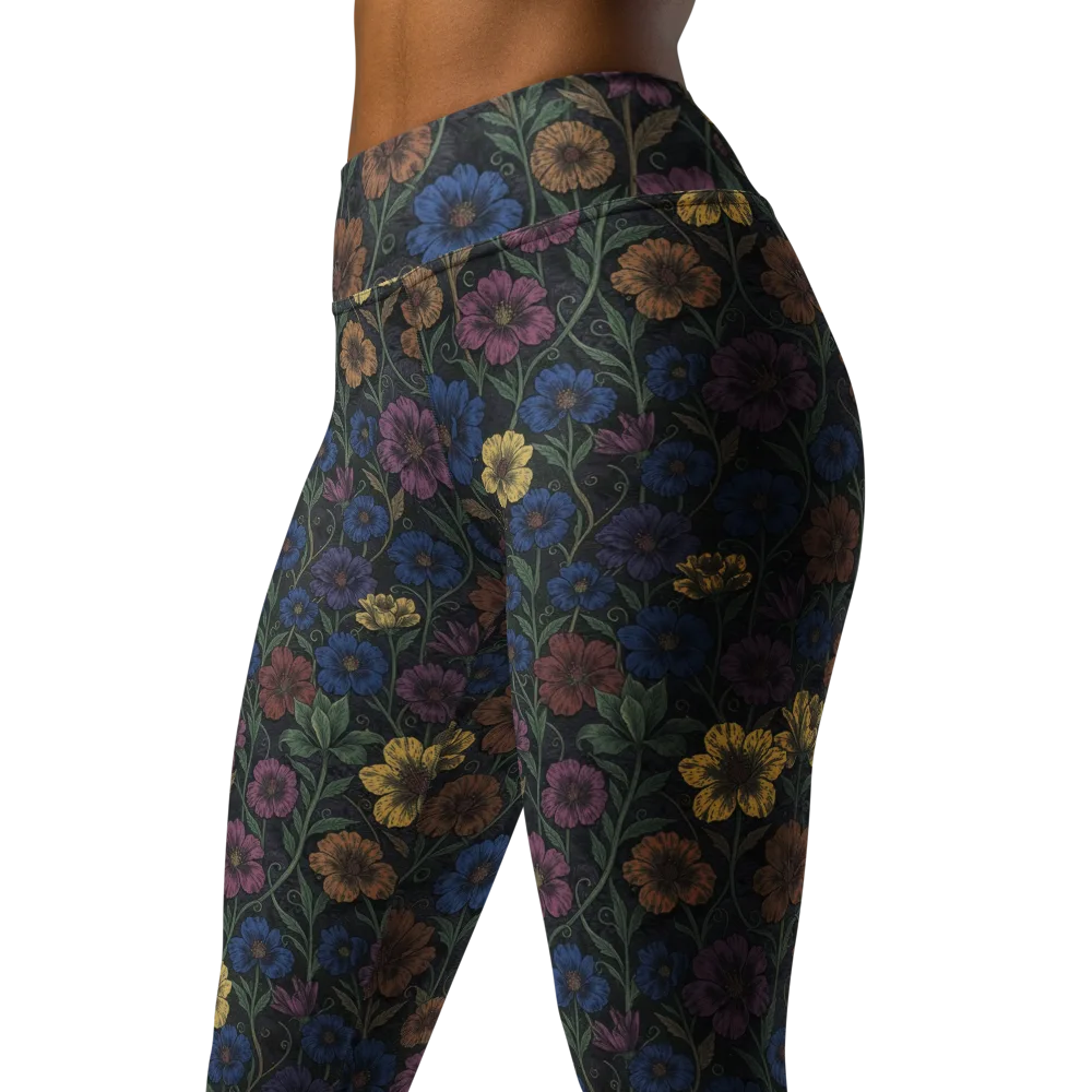 Nocturne Meadow on Yoga Leggings — Left Front