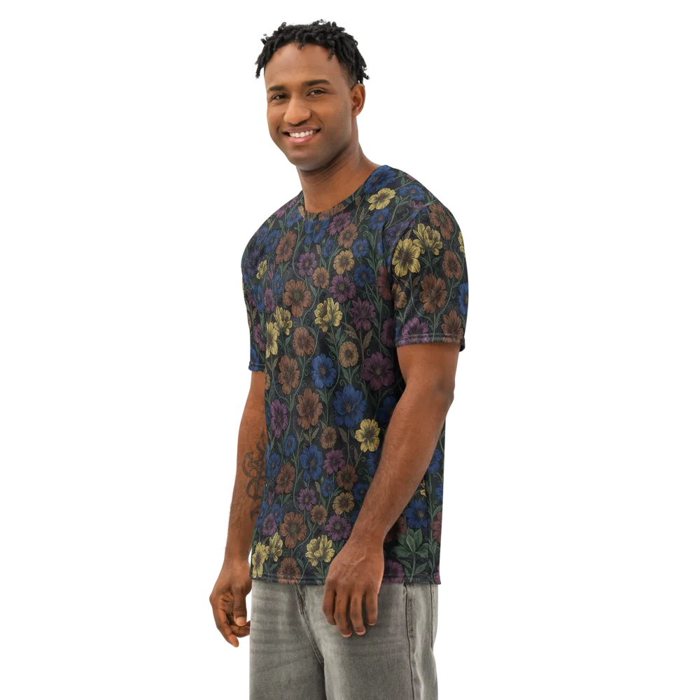Nocturne Meadow on Men's Cotton Crew Neck T-Shirt — Left Front