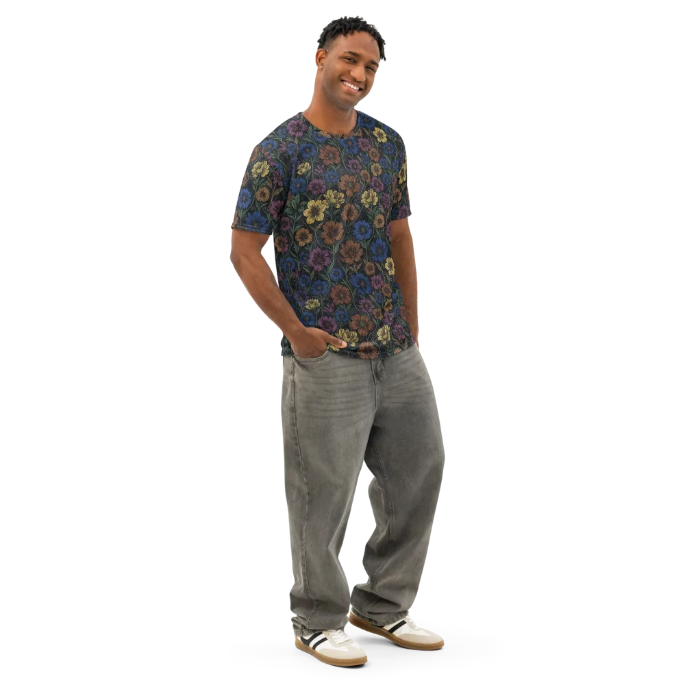 Nocturne Meadow on Men's Cotton Crew Neck T-Shirt — Right Front