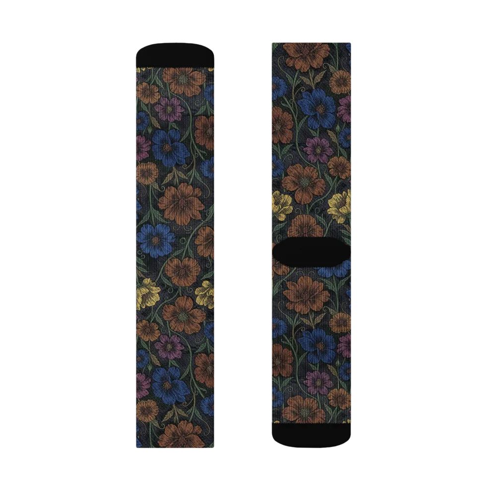 Nocturne Meadow on Socks — Left Sock
