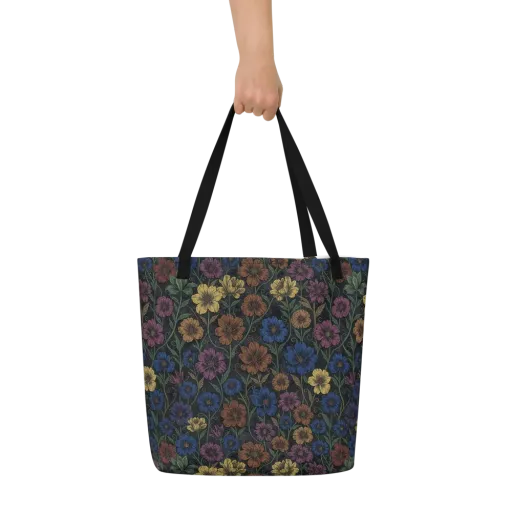 Nocturne Meadow on a Large Tote Bag W/ Pocket
