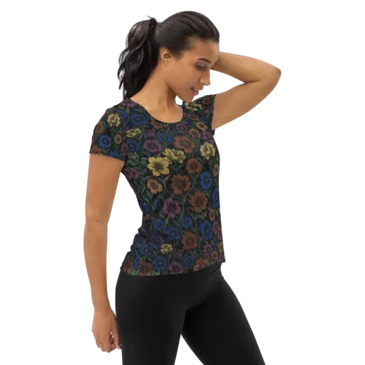 Nocturne Meadow on a Women's Athletic T-Shirt