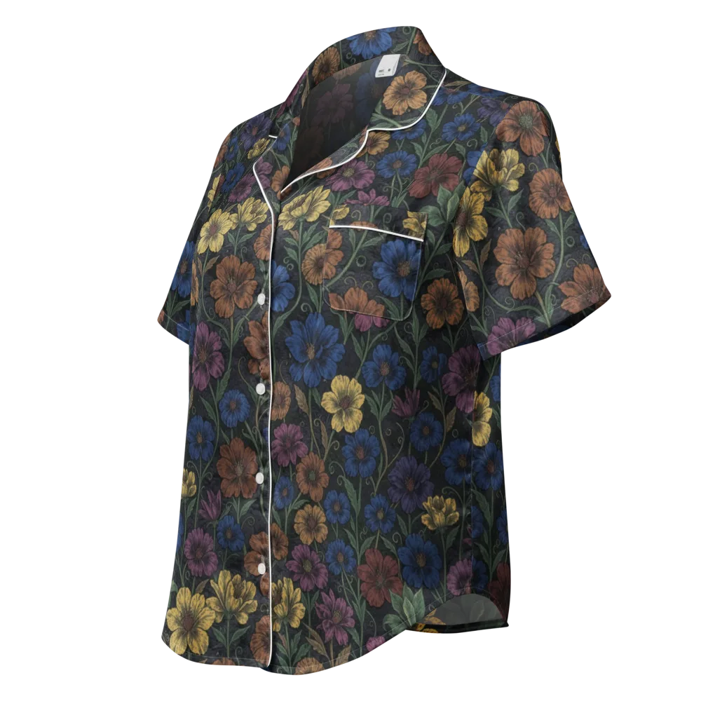 Nocturne Meadow on Women's Short Sleeve Pajama Top — Left Front