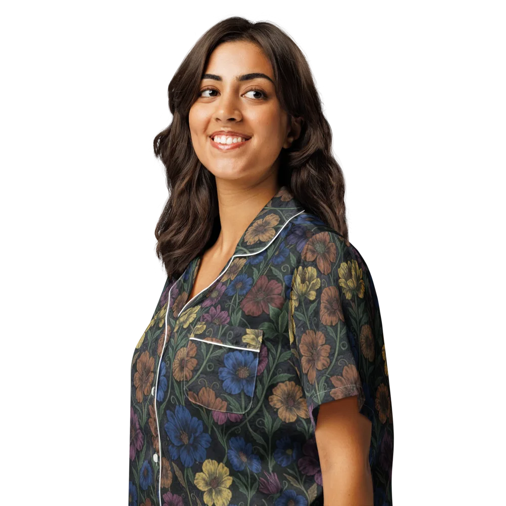 Nocturne Meadow on Women's Short Sleeve Pajama Top — Left Front