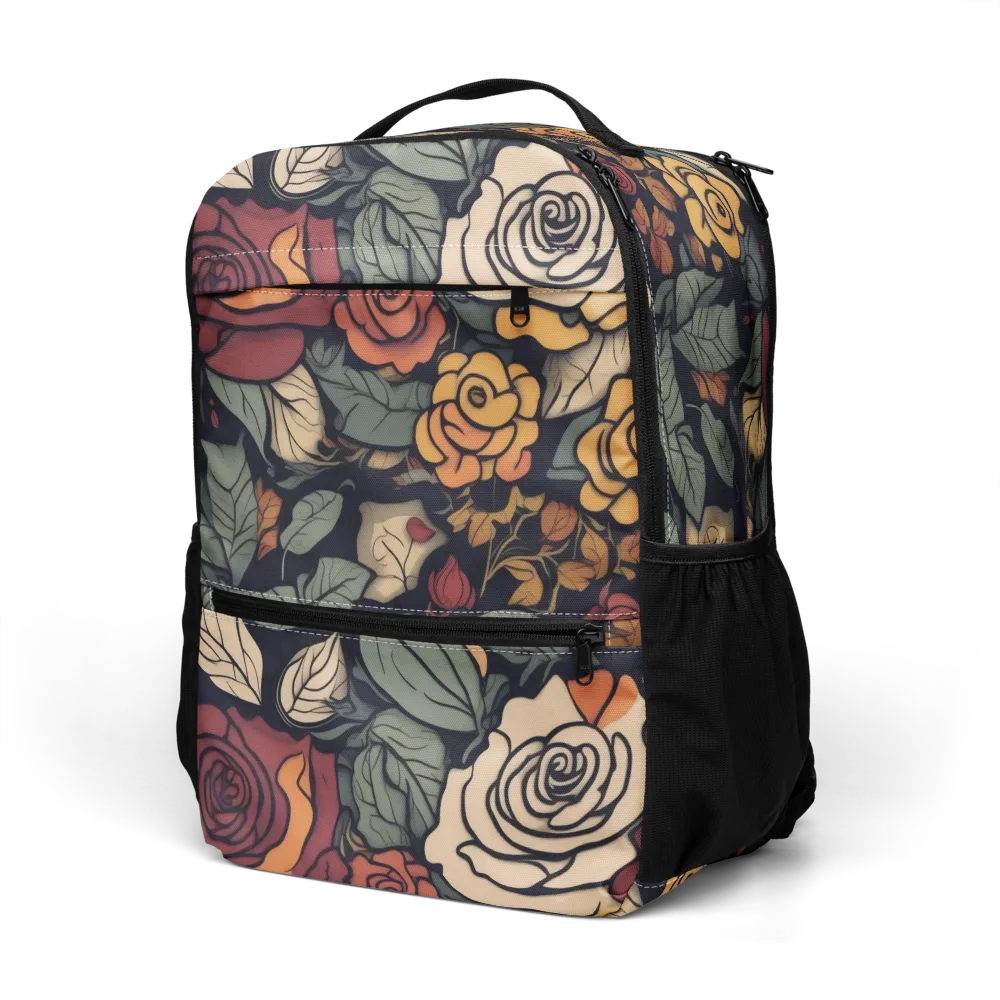 Midnight Rose Garden on Utility Backpack — Left Front