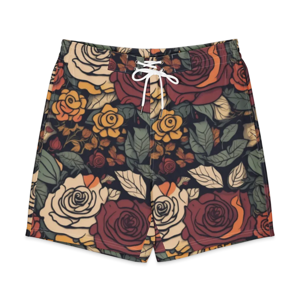 Midnight Rose Garden on Men's Board Shorts — Front