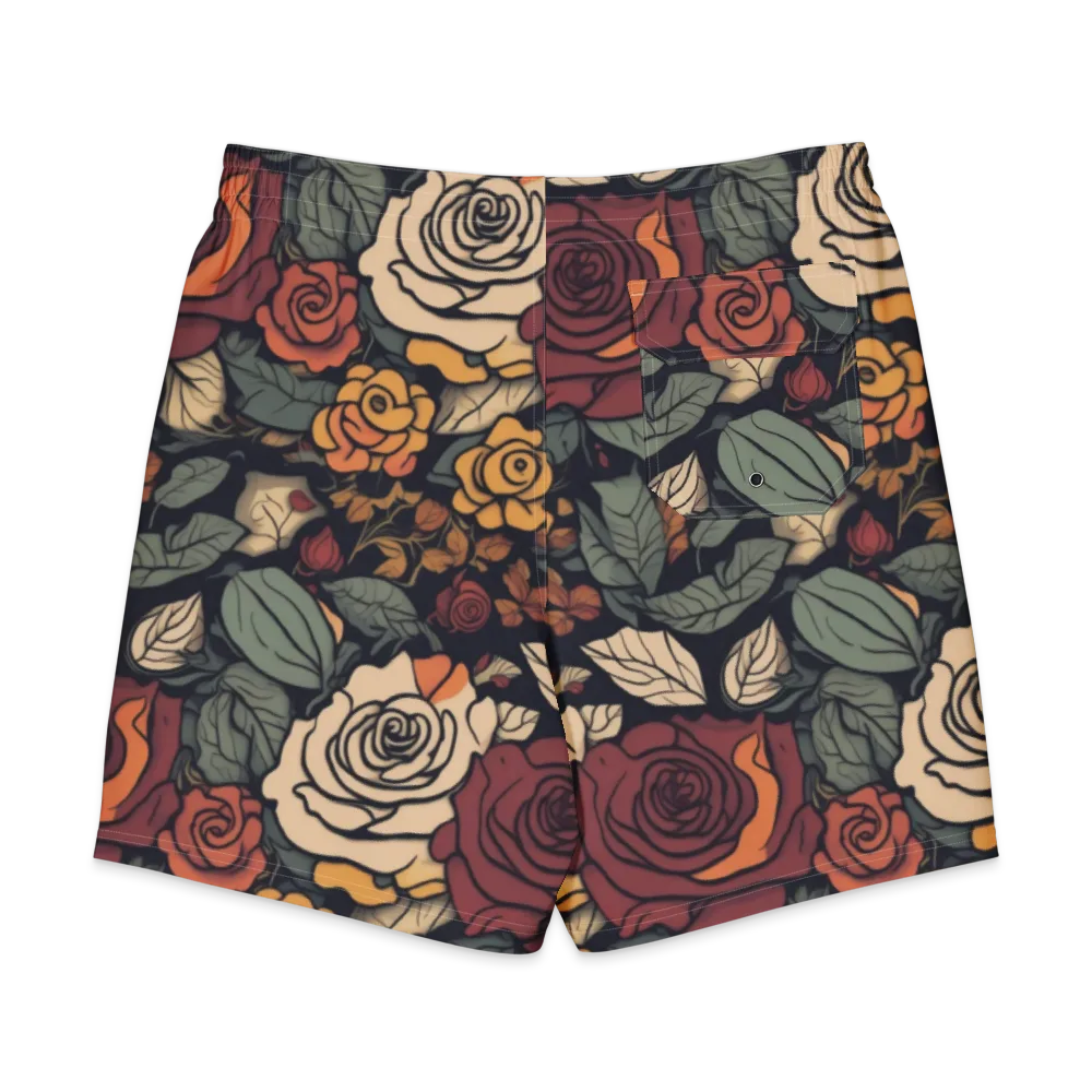 Midnight Rose Garden on Men's Board Shorts — Back