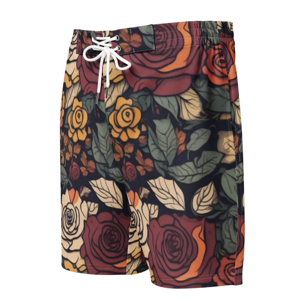 Midnight Rose Garden on Men's Board Shorts — Front