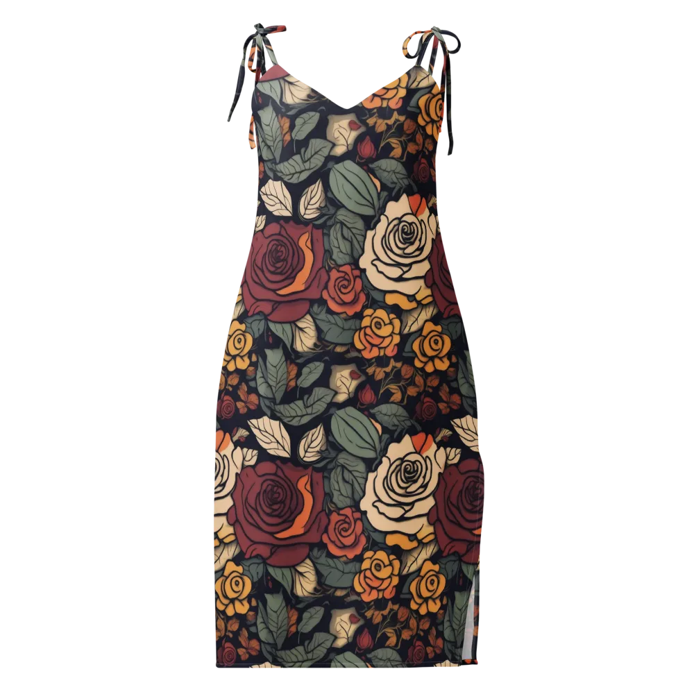 Midnight Rose Garden on Slip Dress — Front