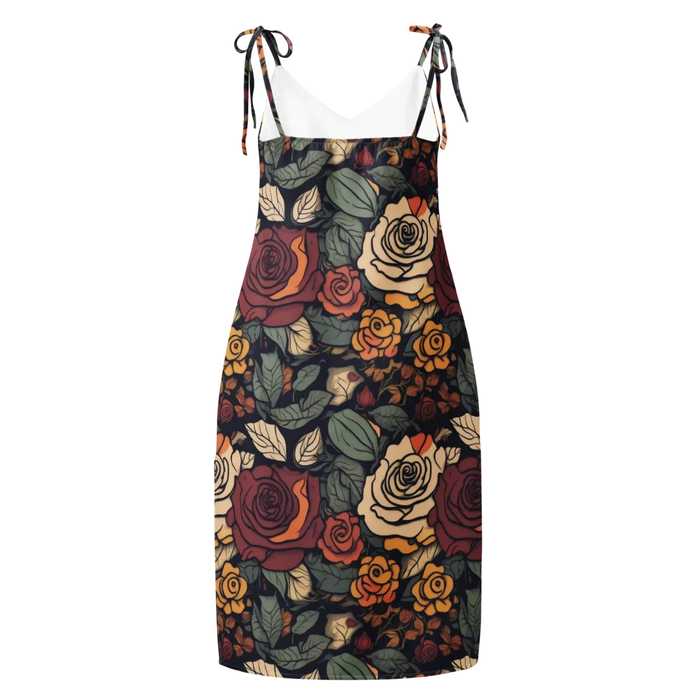 Midnight Rose Garden on Slip Dress — Back