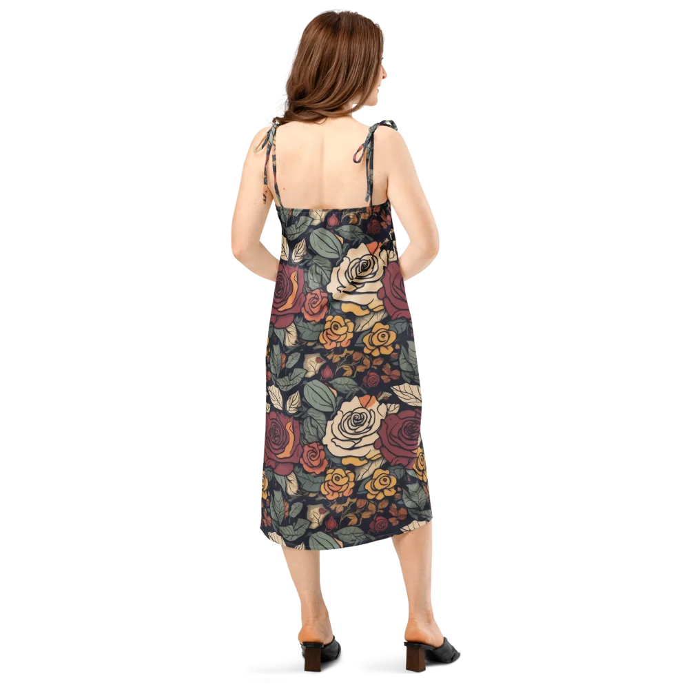 Midnight Rose Garden on Slip Dress — Back