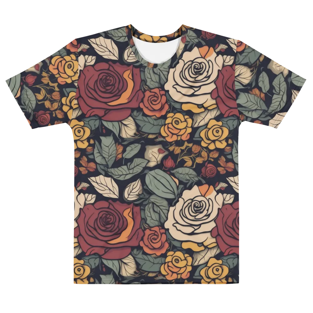 Midnight Rose Garden on Men's Cotton Crew Neck T-Shirt — Front