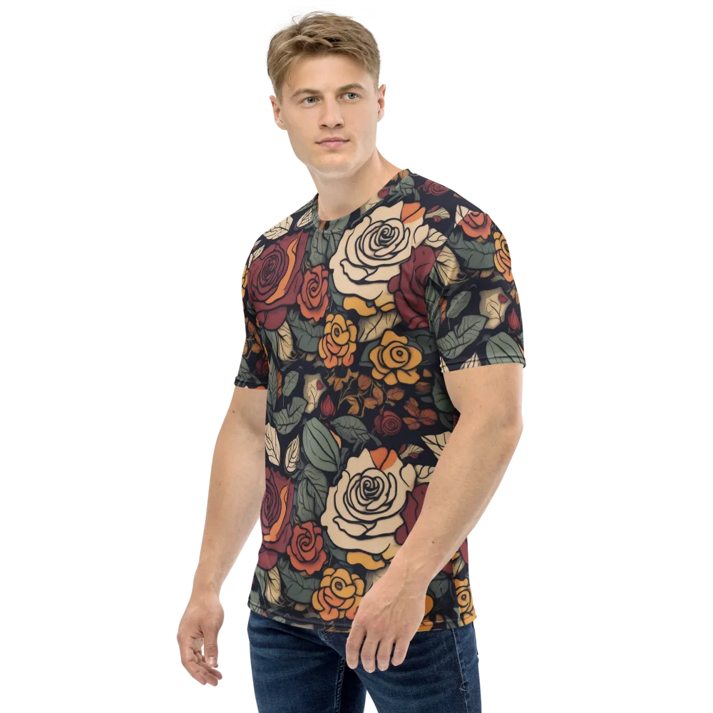 Midnight Rose Garden on Men's Crew Neck T-Shirt — Left