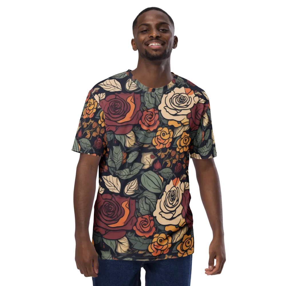 Midnight Rose Garden on Men's Crew Neck T-Shirt — Front
