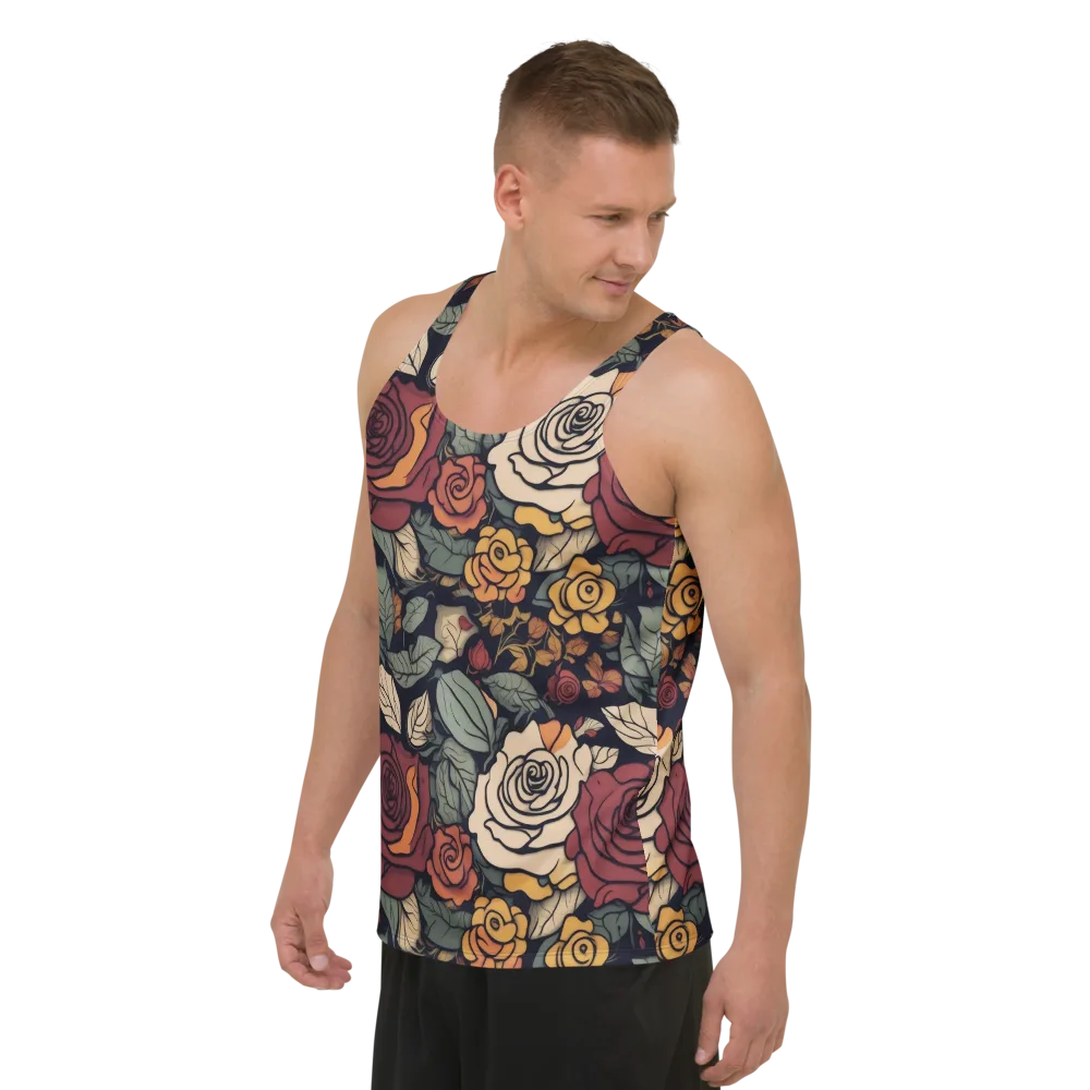 Midnight Rose Garden on Men's Tank Top — Left Front