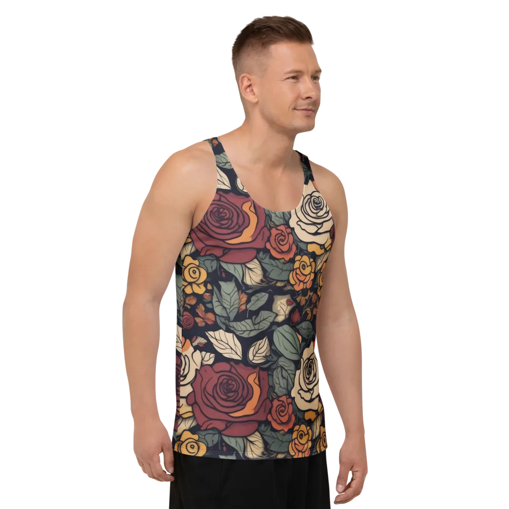 Midnight Rose Garden on Men's Tank Top — Right Front