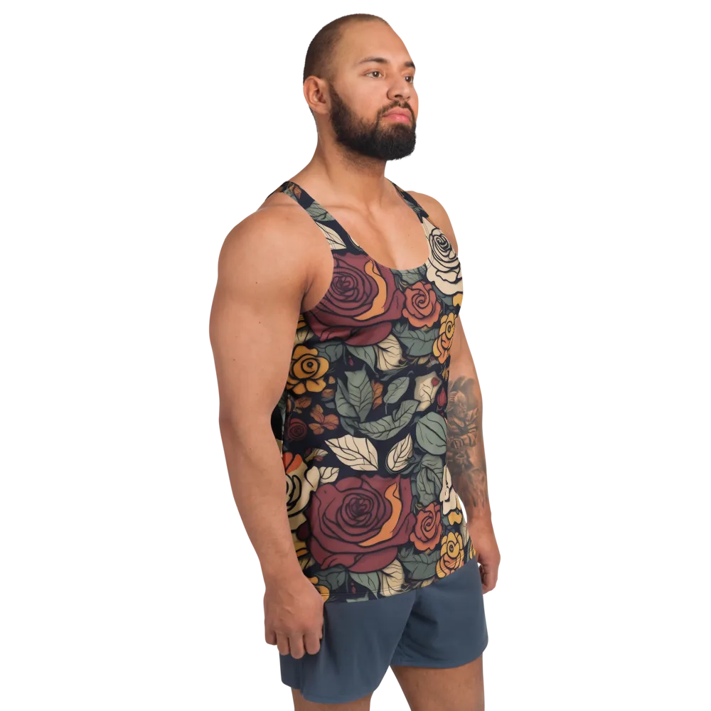 Midnight Rose Garden on Men's Tank Top — Right Front