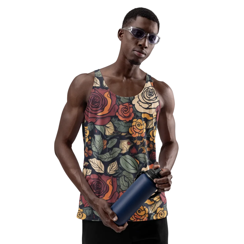 Midnight Rose Garden on Men's Tank Top — Front