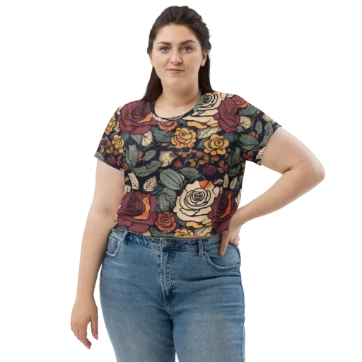 Midnight Rose Garden on a Crop Tee