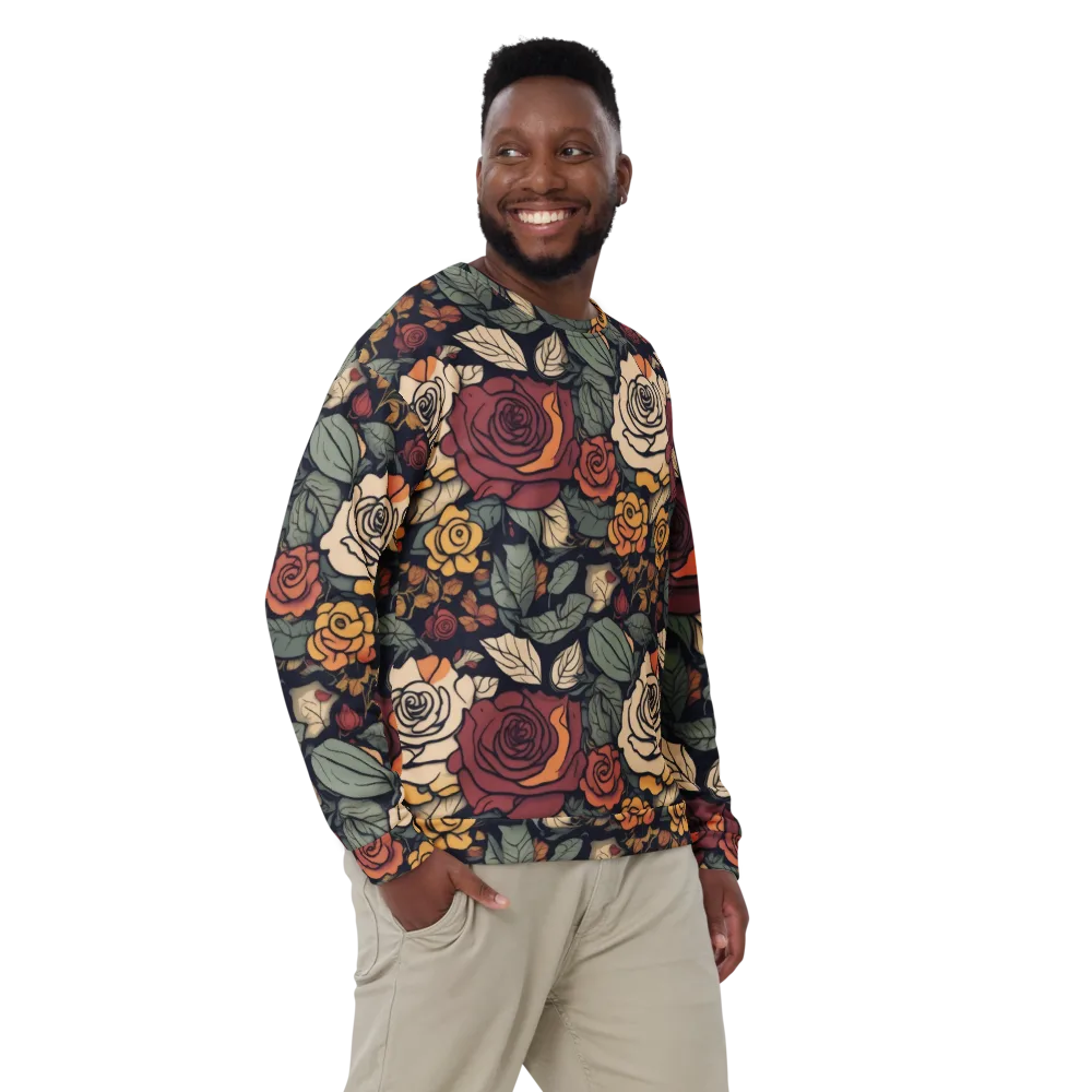Midnight Rose Garden on Sweatshirt — Front