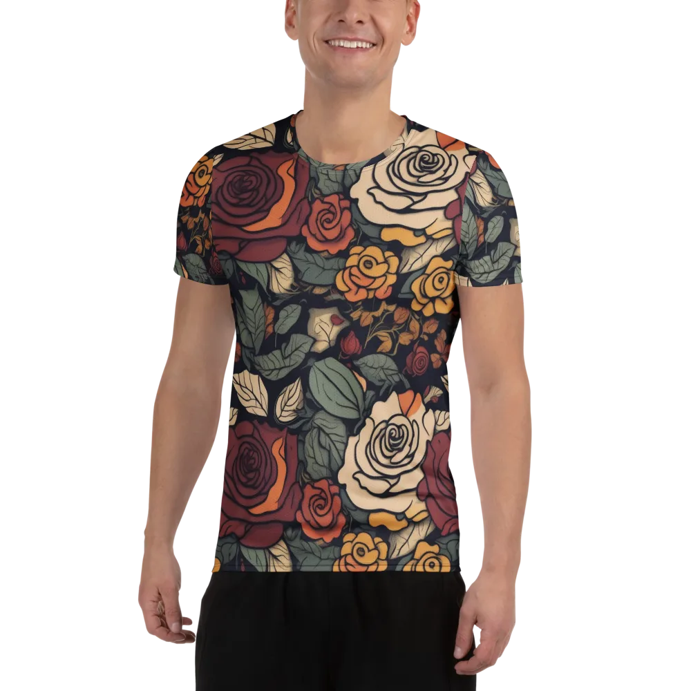 Midnight Rose Garden on Men's Athletic T-Shirt — Front