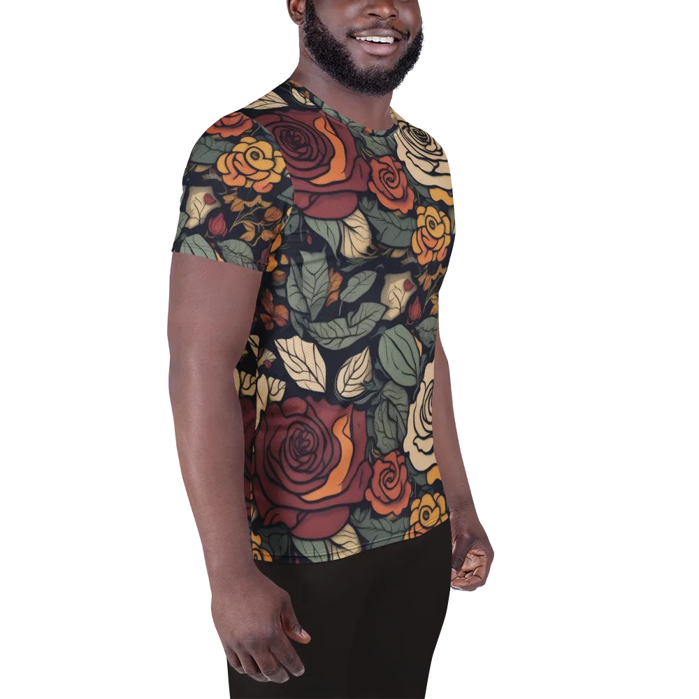 Midnight Rose Garden on Men's Athletic T-Shirt — Right