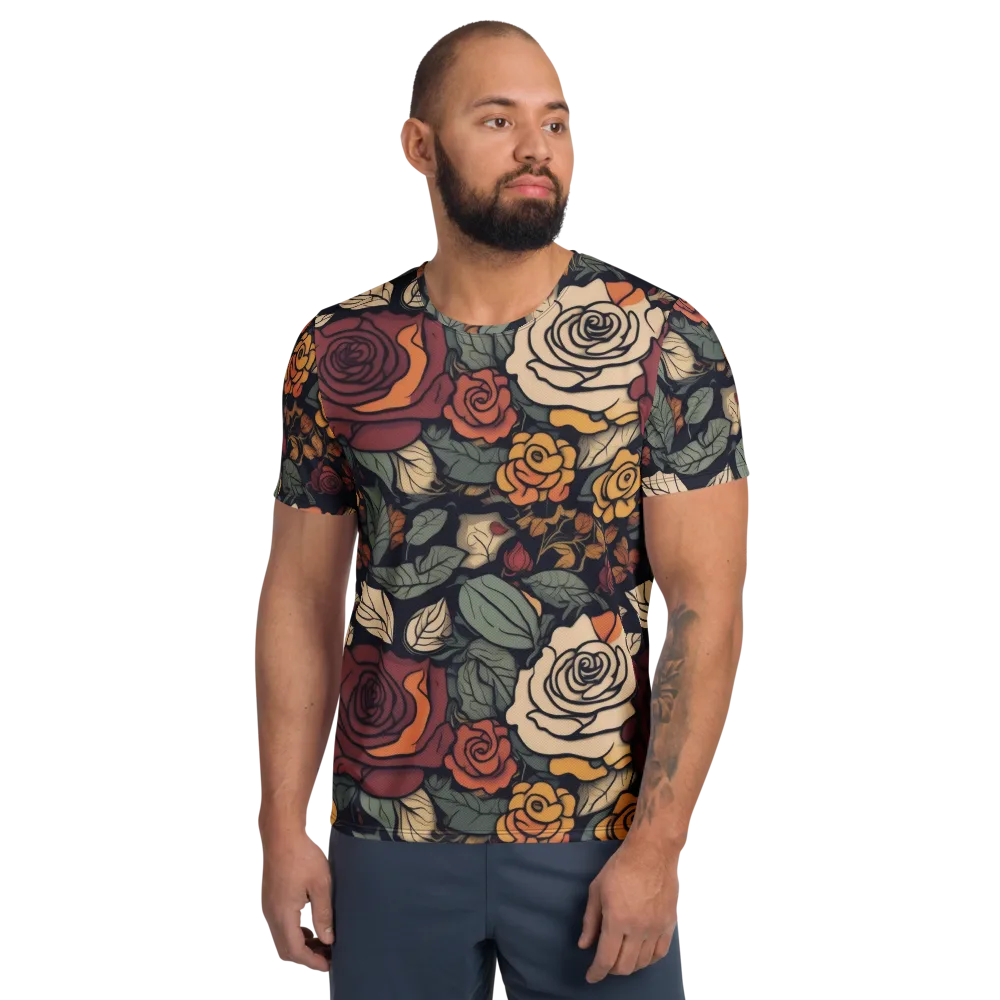 Midnight Rose Garden on Men's Athletic T-Shirt — Front