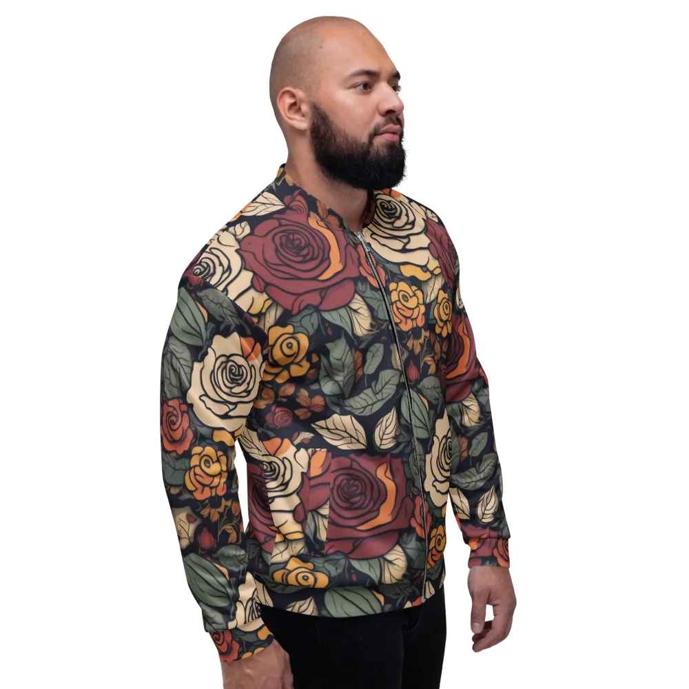 Midnight Rose Garden on Bomber Jacket — Right